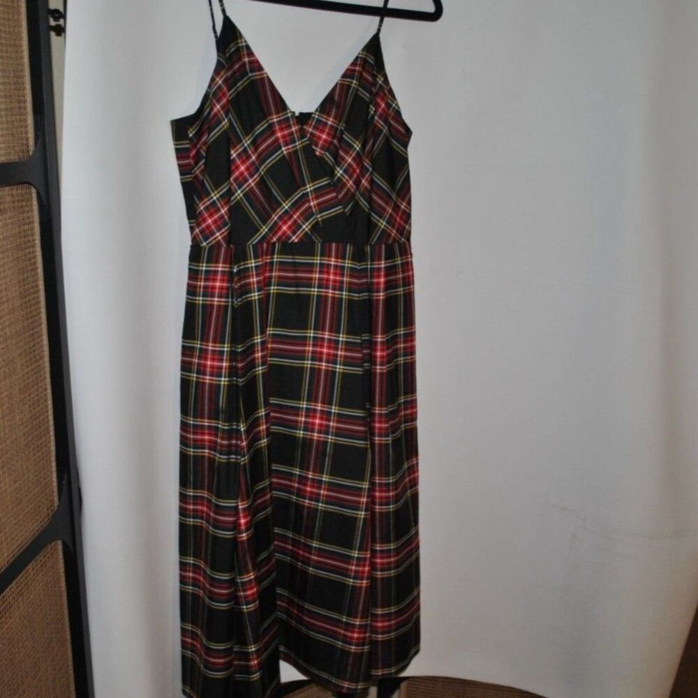J. Crew Black Stewart Tartan Spagetti Stap Dress Size 8 - Picture 1 of 13